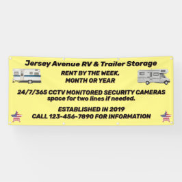 カスタマイズシンプルRVおよびトレーラ保管事業 横断幕