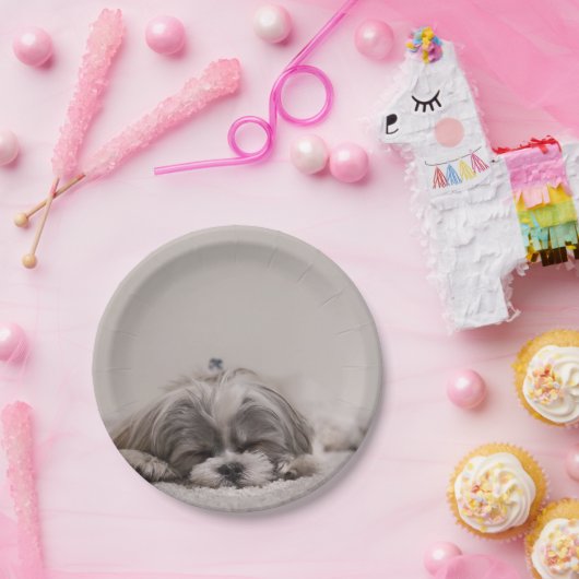 カスタマイズシーズー（犬）tzuプレート、睡眠犬 ペーパープレート (パーティー)