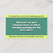 カスタマイズジェリーの駐車違反おもしろい車 コーリングカード (裏面)