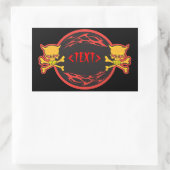 カスタマイズスカルと炎のデザイン()  長方形シール (バッグ)