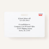 カスタマイズスタイリッシュ可能なモダンホワイトブランドの長方形 バッジ (裏面)