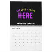 カスタマイズスタイリッシュ可能なモダン黒の検証済みブランド カレンダー (3月 2026)