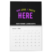 カスタマイズスタイリッシュ可能なモダン黒の検証済みブランド カレンダー (1月 2026)