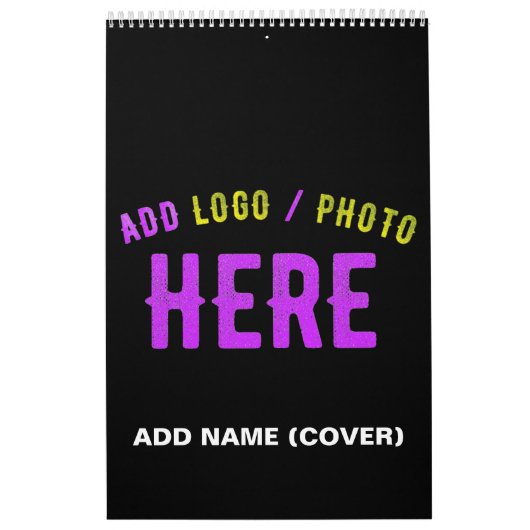 カスタマイズスタイリッシュ可能なモダン黒の検証済みブランド カレンダー (カバー)