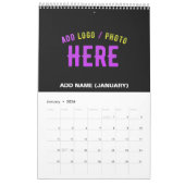 カスタマイズスタイリッシュ可能なモダン黒の検証済みブランド カレンダー (1月 2026)