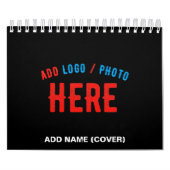 カスタマイズスタイリッシュ可能なモダン黒の検証済みブランド カレンダー (カバー)