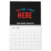 カスタマイズスタイリッシュ可能なモダン黒の検証済みブランド カレンダー (3月 2026)