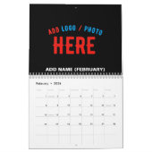 カスタマイズスタイリッシュ可能なモダン黒の検証済みブランド カレンダー (2月 2026)