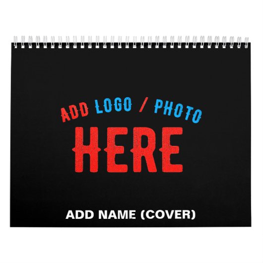カスタマイズスタイリッシュ可能なモダン黒の検証済みブランド カレンダー (カバー)