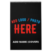 カスタマイズスタイリッシュ可能なモダン黒の検証済みブランド カレンダー (カバー)