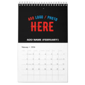 カスタマイズスタイリッシュ可能なモダン黒の検証済みブランド カレンダー (2月 2026)