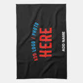 カスタマイズスタイリッシュ可能なモダン黒の検証済みブランド キッチンタオル (縦)