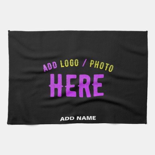 カスタマイズスタイリッシュ可能なモダン黒の検証済みブランド キッチンタオル (横)