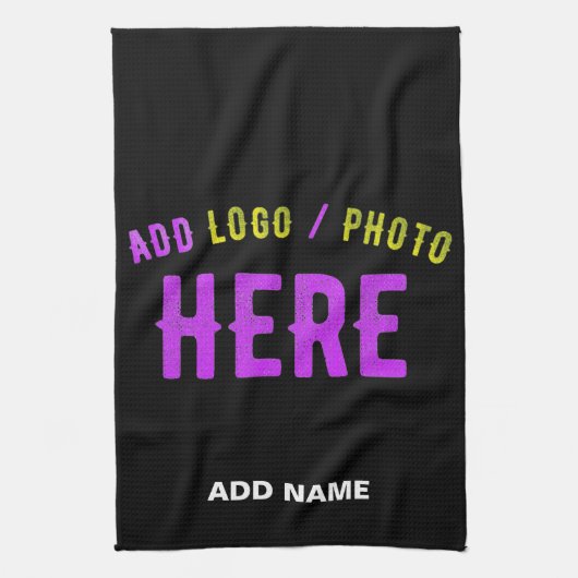 カスタマイズスタイリッシュ可能なモダン黒の検証済みブランド キッチンタオル (縦)