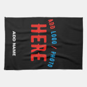 カスタマイズスタイリッシュ可能なモダン黒の検証済みブランド キッチンタオル (横)