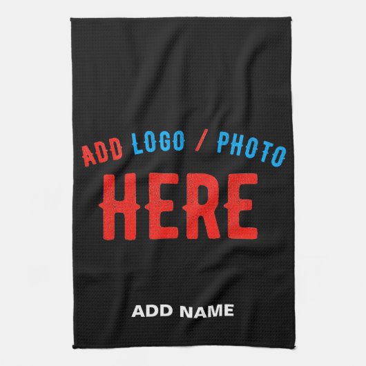 カスタマイズスタイリッシュ可能なモダン黒の検証済みブランド キッチンタオル (縦)