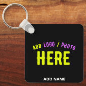 カスタマイズスタイリッシュ可能なモダン黒の検証済みブランド キーホルダー (正面)