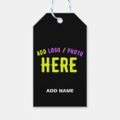 カスタマイズスタイリッシュ可能なモダン黒の検証済みブランド ギフトタグ (正面)