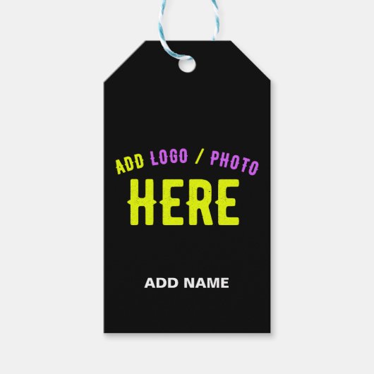 カスタマイズスタイリッシュ可能なモダン黒の検証済みブランド ギフトタグ (正面)