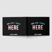 カスタマイズスタイリッシュ可能なモダン黒の検証済みブランド ゲストブック (全面)