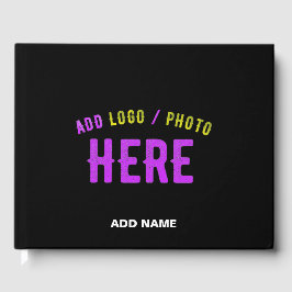 カスタマイズスタイリッシュ可能なモダン黒の検証済みブランド ゲストブック