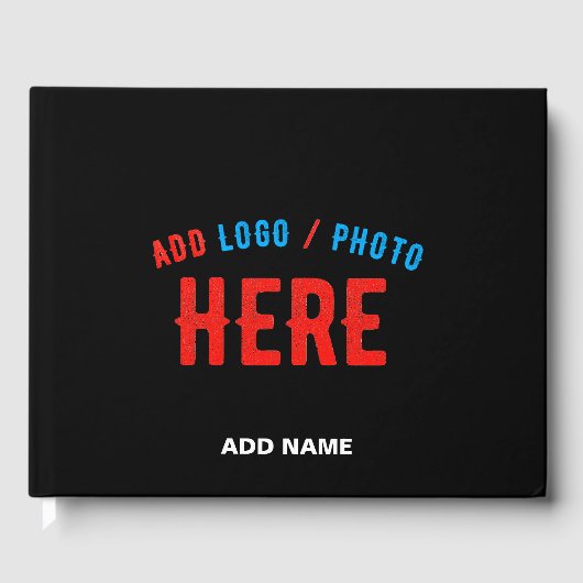 カスタマイズスタイリッシュ可能なモダン黒の検証済みブランド ゲストブック (正面)