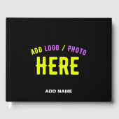 カスタマイズスタイリッシュ可能なモダン黒の検証済みブランド ゲストブック (正面)