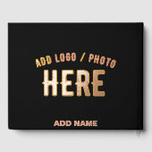 カスタマイズスタイリッシュ可能なモダン黒の検証済みブランド ゲストブック (裏面)