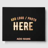 カスタマイズスタイリッシュ可能なモダン黒の検証済みブランド ゲストブック (正面)