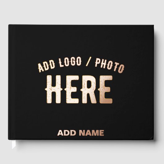 カスタマイズスタイリッシュ可能なモダン黒の検証済みブランド ゲストブック (正面)