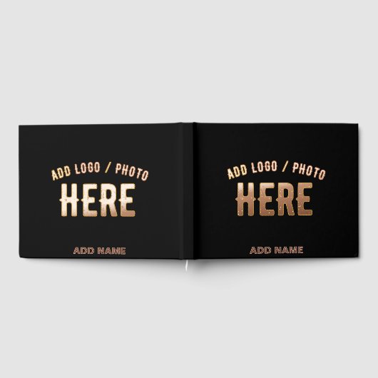 カスタマイズスタイリッシュ可能なモダン黒の検証済みブランド ゲストブック (全面)