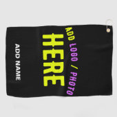 カスタマイズスタイリッシュ可能なモダン黒の検証済みブランド ゴルフタオル (横)