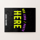 カスタマイズスタイリッシュ可能なモダン黒の検証済みブランド ジグソーパズル (横)