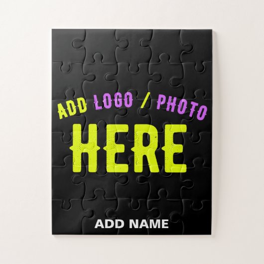 カスタマイズスタイリッシュ可能なモダン黒の検証済みブランド ジグソーパズル (縦)