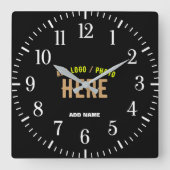 カスタマイズスタイリッシュ可能なモダン黒の検証済みブランド スクエア壁時計 (正面)