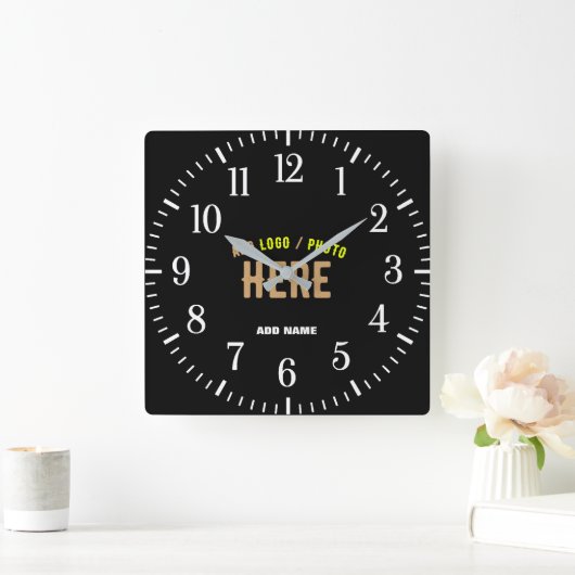 カスタマイズスタイリッシュ可能なモダン黒の検証済みブランド スクエア壁時計 (ホーム)