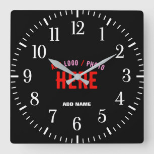 カスタマイズスタイリッシュ可能なモダン黒の検証済みブランド スクエア壁時計