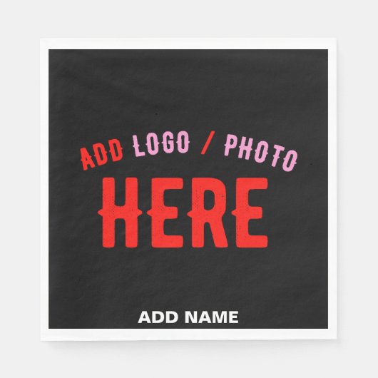カスタマイズスタイリッシュ可能なモダン黒の検証済みブランド スタンダードランチョンナプキン (正面)