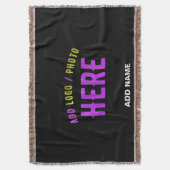 カスタマイズスタイリッシュ可能なモダン黒の検証済みブランド スローブランケット (正面縦)