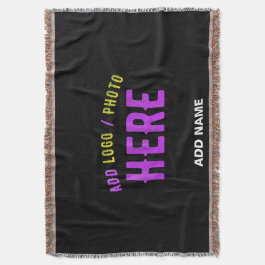 カスタマイズスタイリッシュ可能なモダン黒の検証済みブランド スローブランケット (正面縦)