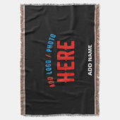 カスタマイズスタイリッシュ可能なモダン黒の検証済みブランド スローブランケット (正面縦)