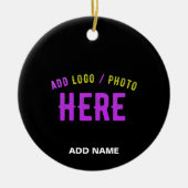 カスタマイズスタイリッシュ可能なモダン黒の検証済みブランド セラミックオーナメント (正面)
