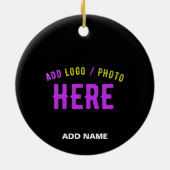 カスタマイズスタイリッシュ可能なモダン黒の検証済みブランド セラミックオーナメント (裏面)