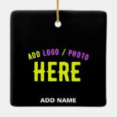 カスタマイズスタイリッシュ可能なモダン黒の検証済みブランド セラミックオーナメント (裏面)