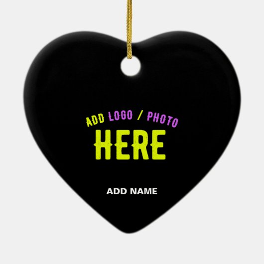 カスタマイズスタイリッシュ可能なモダン黒の検証済みブランド セラミックオーナメント (裏面)