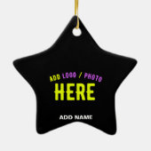 カスタマイズスタイリッシュ可能なモダン黒の検証済みブランド セラミックオーナメント (裏面)