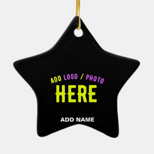 カスタマイズスタイリッシュ可能なモダン黒の検証済みブランド セラミックオーナメント (裏面)