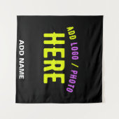 カスタマイズスタイリッシュ可能なモダン黒の検証済みブランド タペストリー (正面(横))