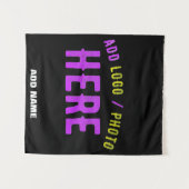 カスタマイズスタイリッシュ可能なモダン黒の検証済みブランド タペストリー (正面(横))