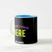 カスタマイズスタイリッシュ可能なモダン黒の検証済みブランド ツートーンマグカップ (正面左)